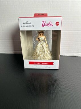 Hallmark Barbie Holiday Ornament in Gold and White - Hallmark
